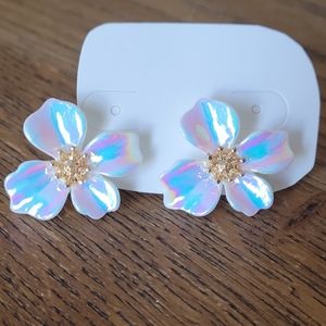 Gorgeous Floral Aurora Borealis Stud Earrings